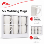 96 Pieces Ceramic Mug Set, White, 6 Pieces, Coordinated Drinkwares for Home Serving