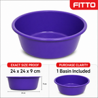 120 Pieces Round Plastic Wash Basin, Size 9, Purple