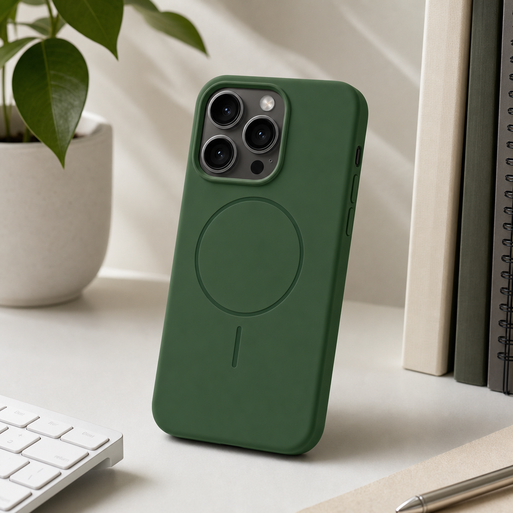 120 Pieces Silicone Magnetic Phone Cases with Raised Camera Protection, Green