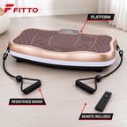 48 Pieces Large Vibration Exercise Platforms with Resistance Bands and Remote, Gold, 81.5 x 48 x 19 cm