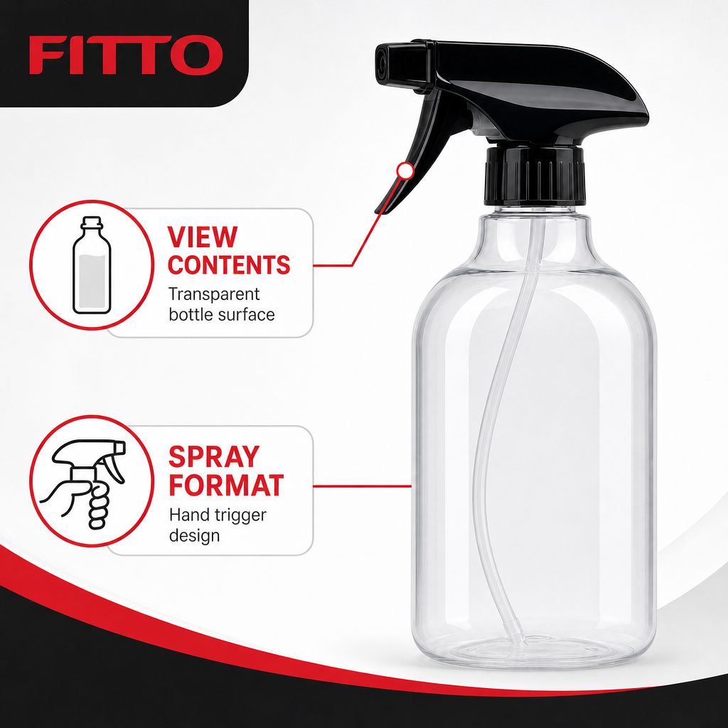 240 Pieces Clear and Black Trigger Spray Bottle, 450 ml, 1 Piece