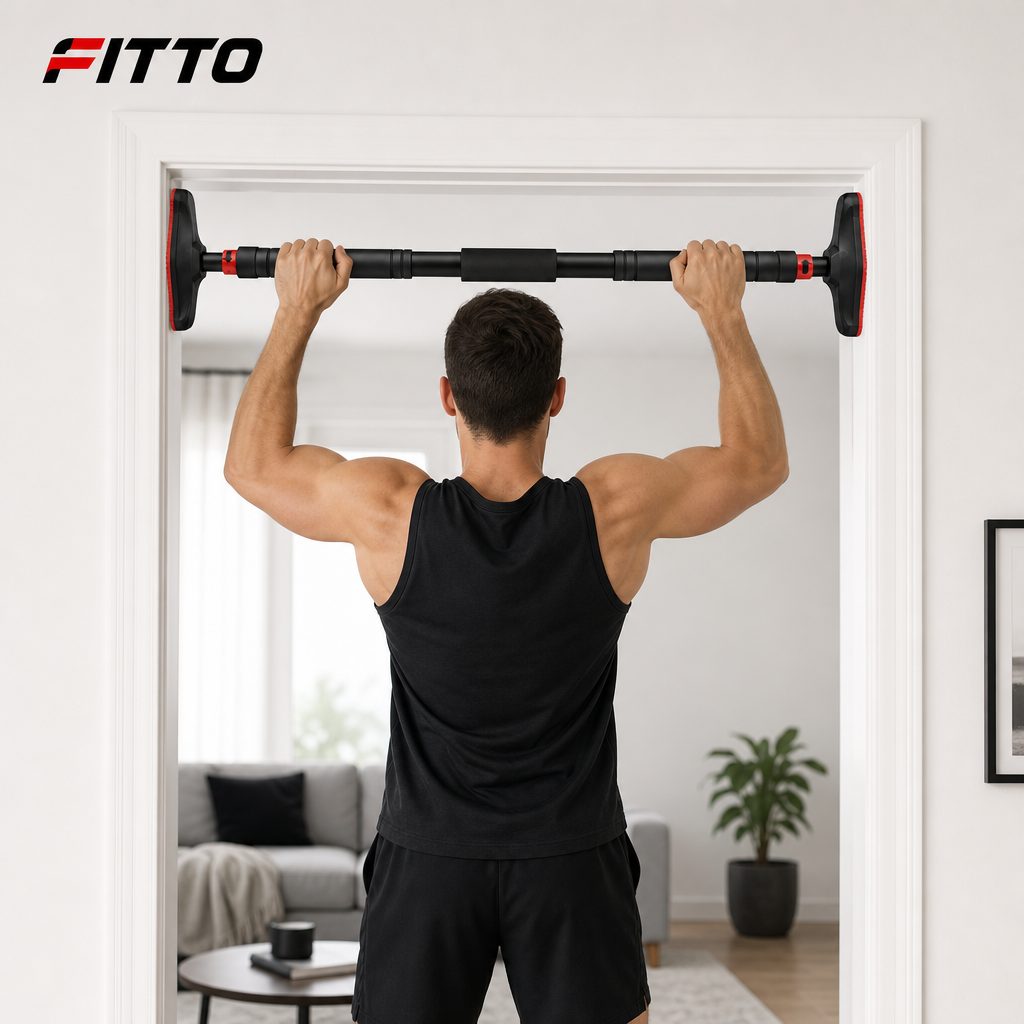 60 Pieces Adjustable Doorway Pull-Up Bar, 90–120 cm, Black and Red