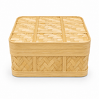 72 Pieces Handwoven Bamboo Storage Box with Lid, Square 22 x 22 x 12 cm
