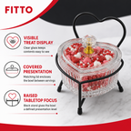 72 Pieces Clear Heart-Shaped Glass Candy and Snack Bowl with Lid and Black Metal Stand