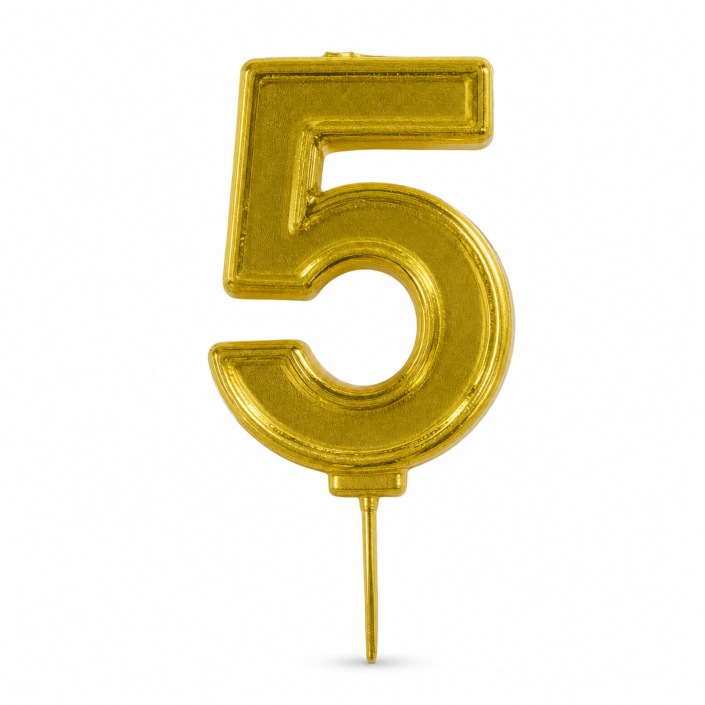 240 Pieces Number 5 Cake Candle, Gold & Silver Finish, 15 cm