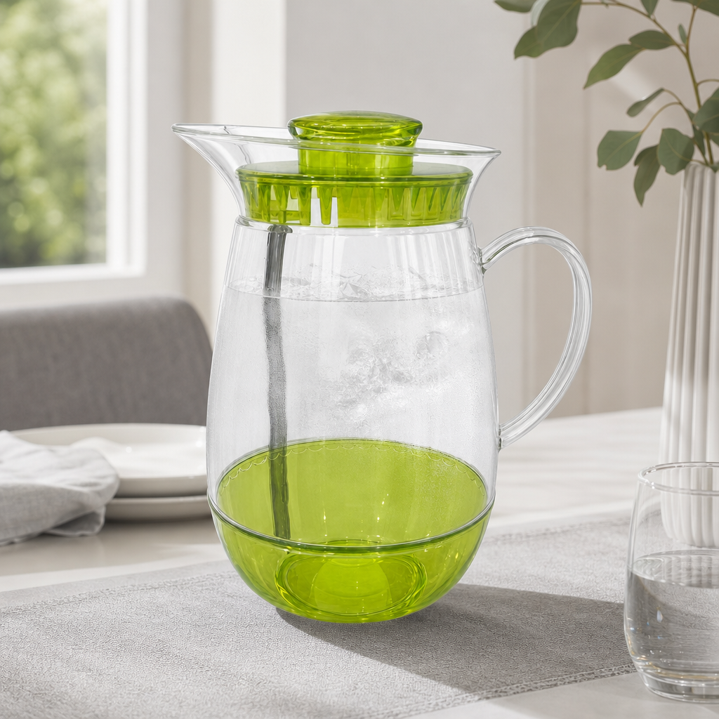 96 Pieces Water Jugs with Infuser and Handle, Transparent Plastic Beverage Pitcher, 2.8 Liter Capacity, Assorted Colour, 1 Piece