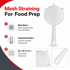 72 Pieces Plastic Mesh Kitchen Strainers with Handle, White, 30 x 18 x 5 cm