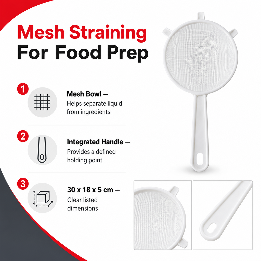 72 Pieces Plastic Mesh Kitchen Strainers with Handle, White, 30 x 18 x 5 cm