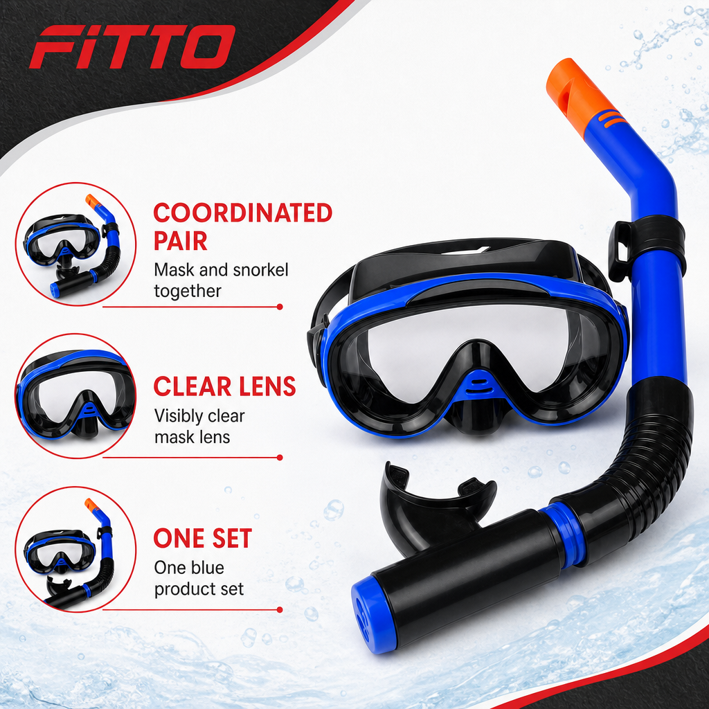 72 Pieces Swimming Mask and Snorkel Set, Blue