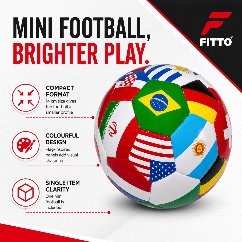 120 Pieces Mini Football With Country Flag Design, Multicolour Panel Style, 14 cm