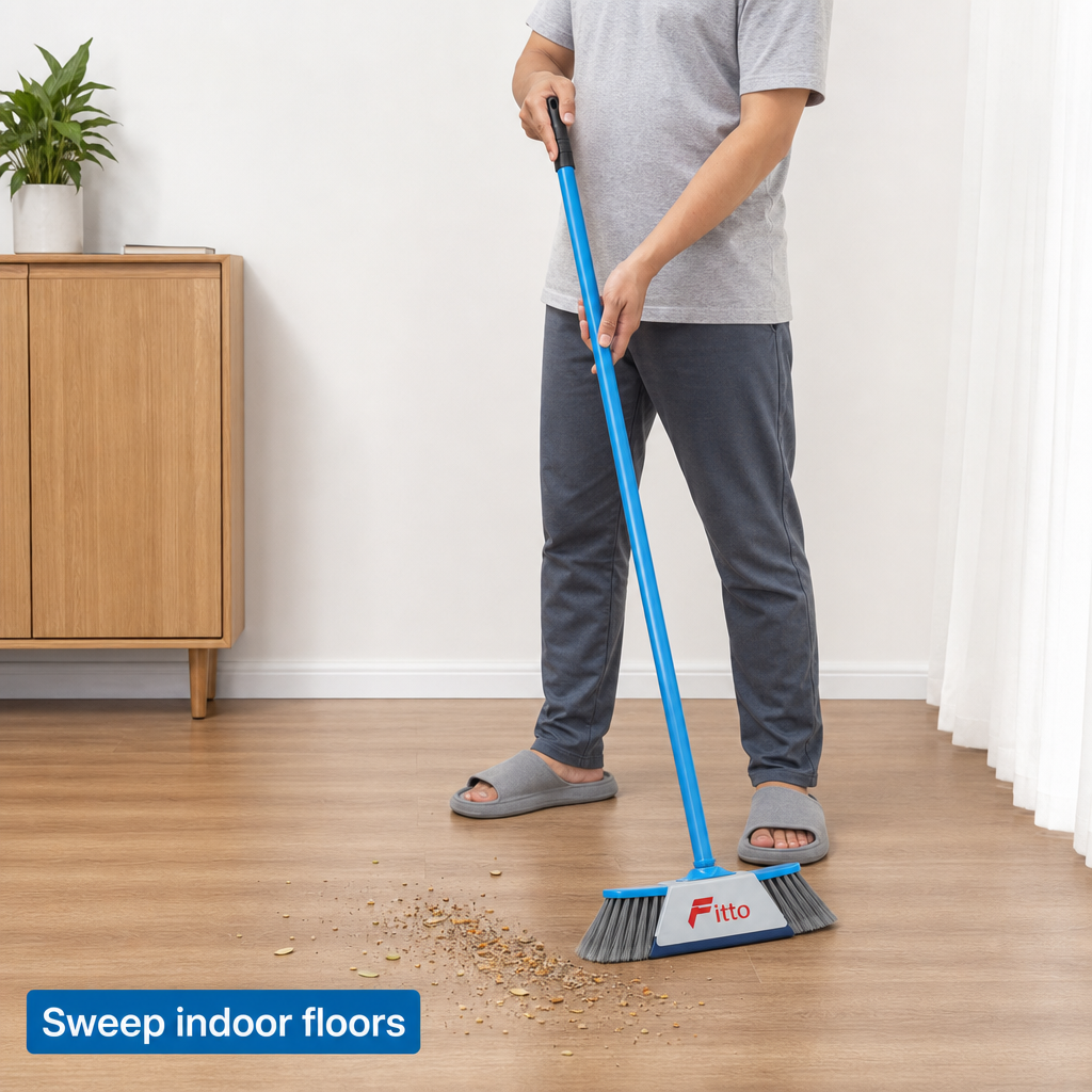 96 Pieces Indoor Broom with Iron Handle, 120 cm, Assorted Colour