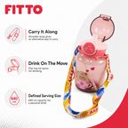 96 Pieces 640 ml Assorted Colour Cartoon Plastic Water Bottle with Shoulder Strap and Flip-Top Lid
