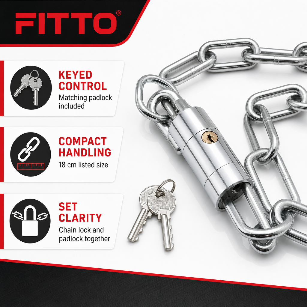 96 Pieces Heavy-Duty Security Chain Lock with Matching Key Padlock, 18 cm, Silver, 1 Piece