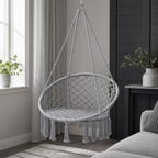 48 Pieces Grey Macramé Hanging Rope Swing Chair, 80 x 60 cm Seat, 120 cm Overall Height, 1 Unit