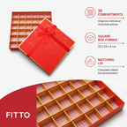 96 Pieces Chocolate Box with 36 Compartments, Red, 23 x 23 x 5 cm, 1 Piece
