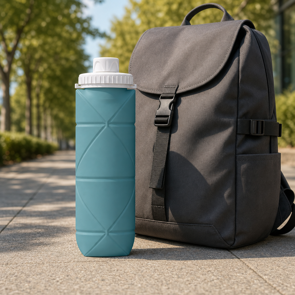 96 Pieces Collapsible Silicone Water Bottle with Cap, Teal and White, 1 Piece