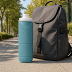 96 Pieces Collapsible Silicone Water Bottle with Cap, Teal and White, 1 Piece