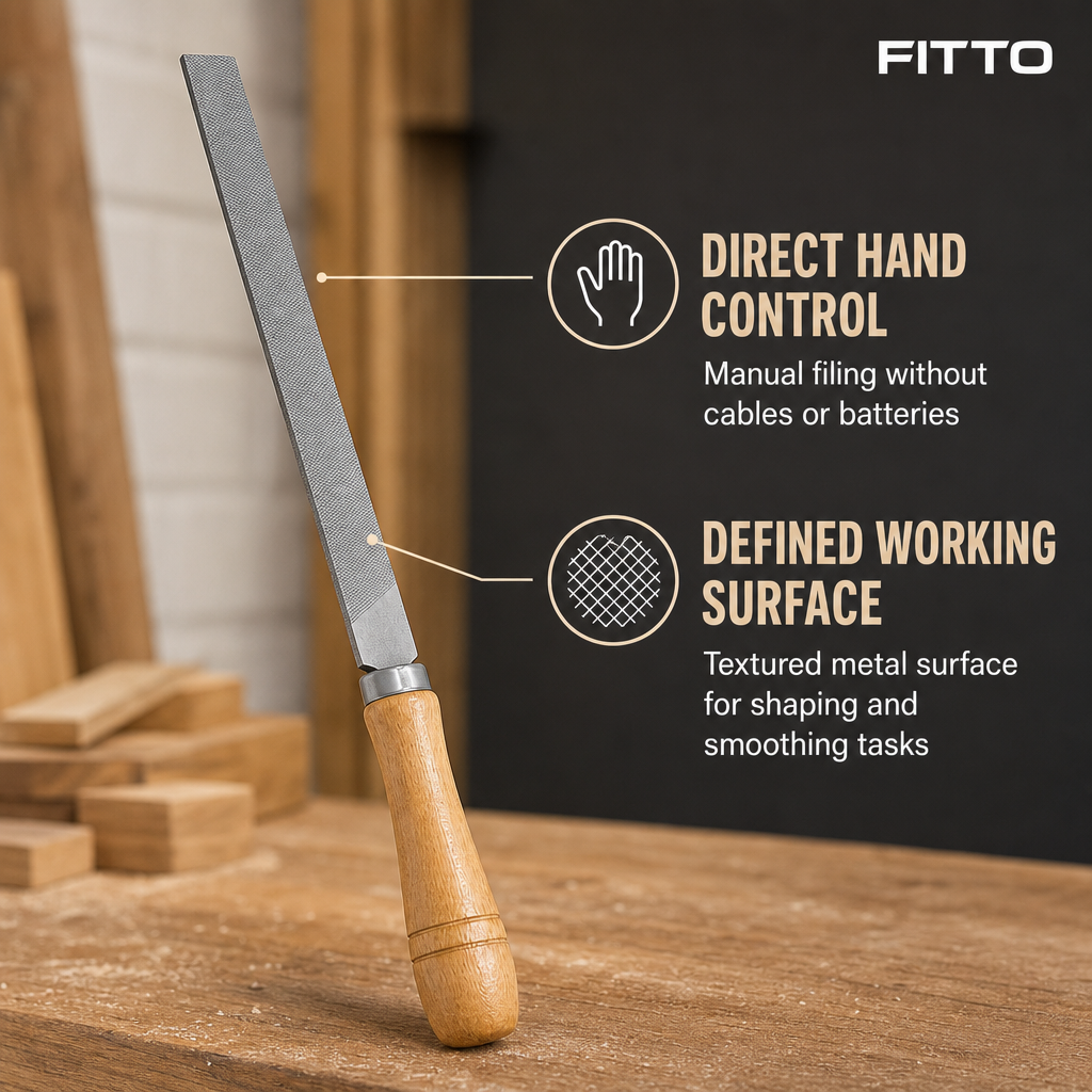 96 Pieces Metal Hand Files with Wooden Handle, 12 Inch, Silver and Natural Wood, 1 Piece