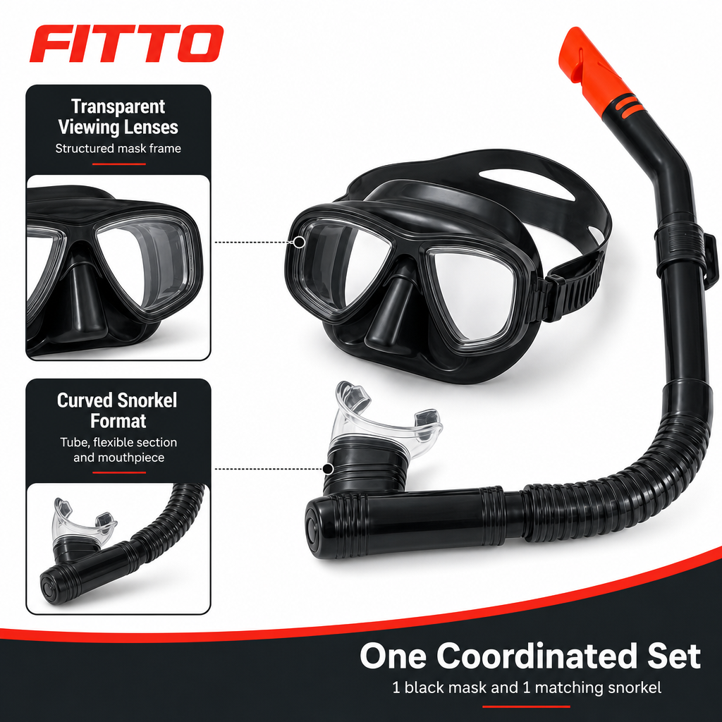 72 Pieces Swimming Mask and Snorkel Set, Black, 1 Piece