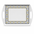 72 Pieces Rectangular Serving Trays with Dual Handles, 22 Inch, White Grey with Yellow Accents