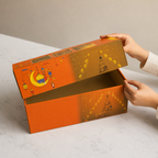 96 Pieces Ramadan Decorative Paper Box with Crescent and Mosque Design, Orange and Brown, 1 Piece, 30 x 25 x 8 cm