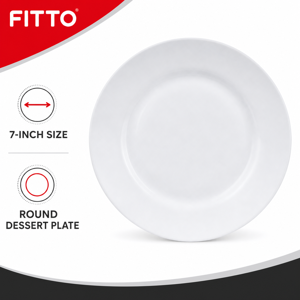144 Pieces Dessert Plate, White, 7 Inch, Single Round Plate for Desserts and Small Servings