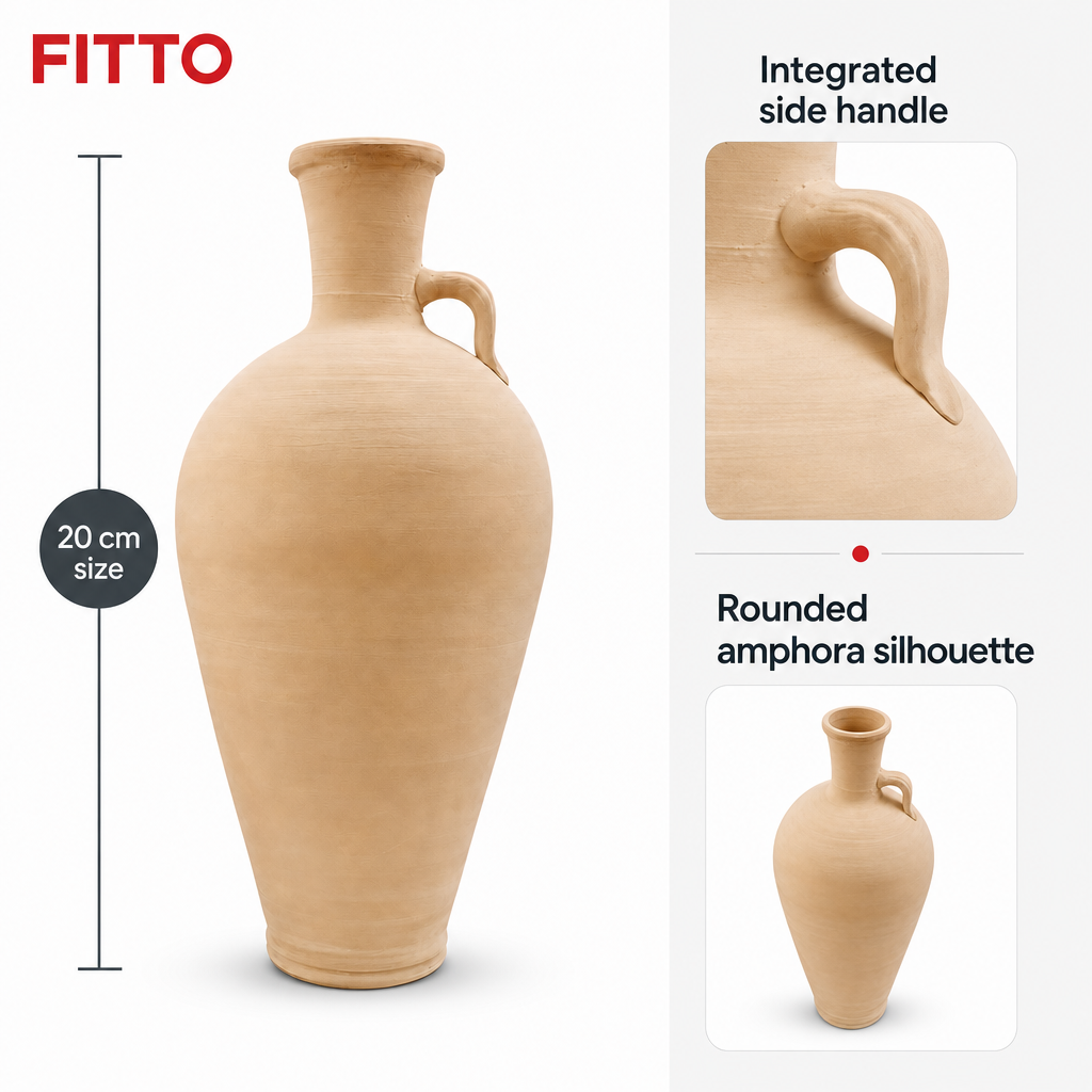 96 Pieces Natural Terracotta Amphora Vase with Handle, 20 cm