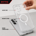 96 Pieces Crystal Clear Magnetic Phone Cases with Ring and Raised Camera Protection