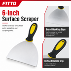 144 Pieces 6 Inch Putty Knife Paint Scraper with Rubber Handle, Yellow Black and Silver, 1 Piece