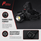 72 Pieces Rechargeable LED Headlamp, 35W High-Brightness Light with Adjustable Head Strap, Black
