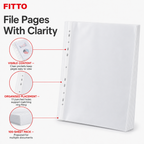120 Pieces A4 Sheet Protectors, Clear 40 GSM, 11-Hole Filing Pockets, 235 x 305 mm, 100 Sheets
