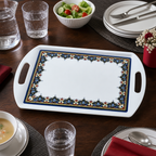 72 Pieces Melamine Rectangular Serving Trays with Handles, 20 Inch, Decorative Border