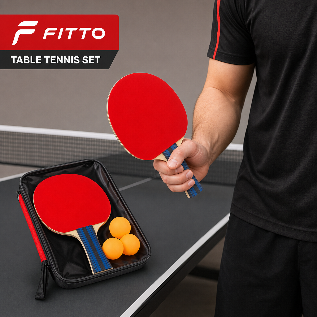 96 Pieces Table Tennis Racket Set with Balls, Red and Blue Rackets, Carry Case, 30 x 20 x 6 cm