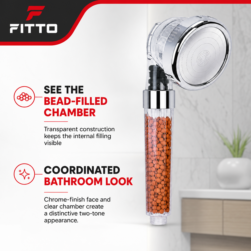 96 Pieces Chrome and Clear Shower Head with Visible Mineral Bead Chamber, 1 Piece