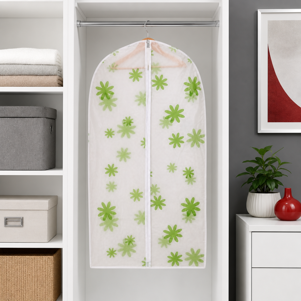 240 Pieces Clothing Protective Covers, White and Green Floral Pattern, 60 x 88 cm, 1 Piece