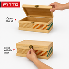 96 Pieces Woven Bamboo Storage Chest with Wooden Frame and Latch, 20 x 13 x 9 cm