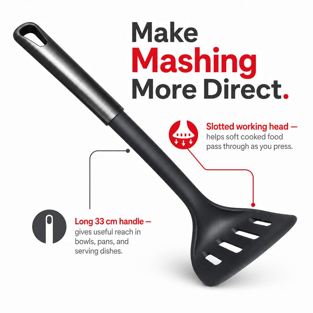 96 Pieces Nylon Potato Masher, Slotted Black Head with Long Handle, 33 cm Kitchen Tool for Mashing Cooked Foods