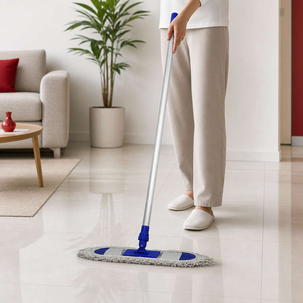 72 Pieces Flat Mop with Telescopic Aluminium Handle, 40 cm Floor Cleaning Head, 120 cm Length