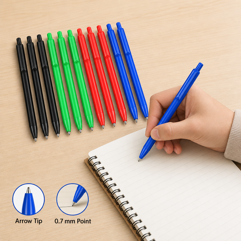 96 Pieces Gel Pens with Arrow Tip, 0.7 mm, Assorted Colours, 12-Pack
