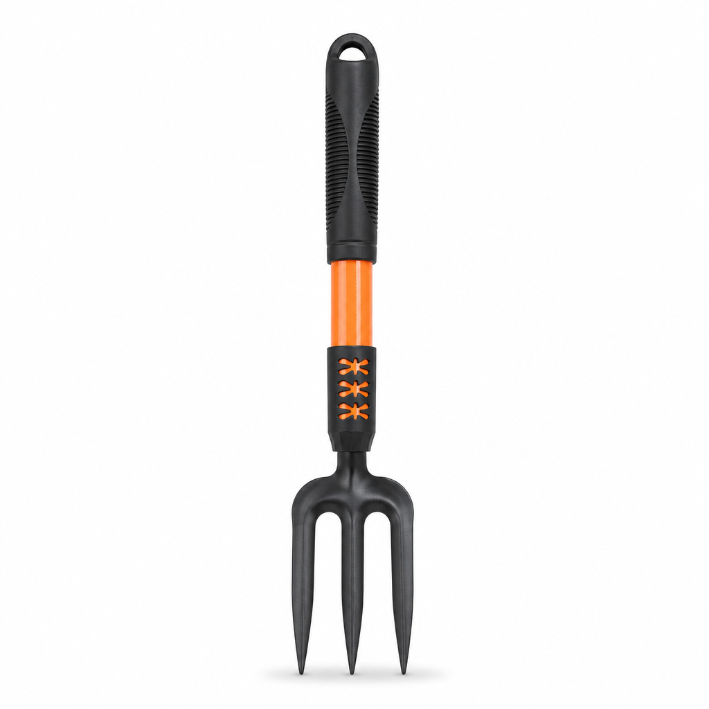 120 Pieces 3-Tine Hand Garden Fork, 35 cm, Black and Orange, 1 Piece