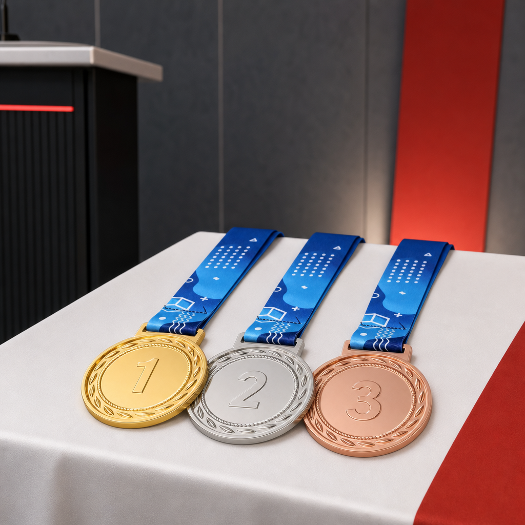 144 Pieces Numbered Award Medal Set with Ribbons, 1st 2nd and 3rd Place Recognition Medals, Gold Silver Rose Gold