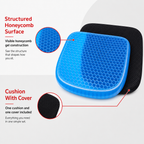 96 Pieces Blue and Black Honeycomb Gel Seat Cushion with Cover, 45 x 40 x 8 cm, 1 Set