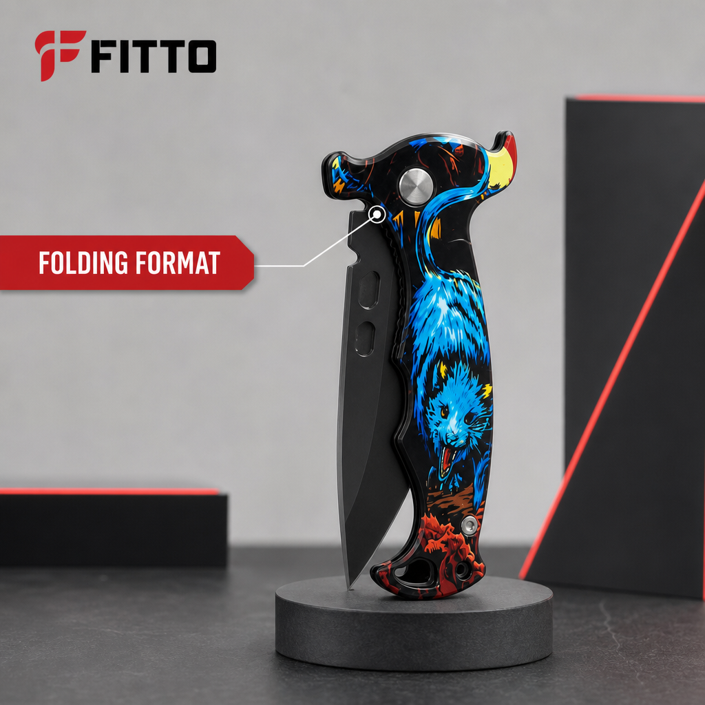 120 Pieces Fantasy Flaming Dragon Design Folding Knives, 20 cm, Black Blue Silver, 1 Piece