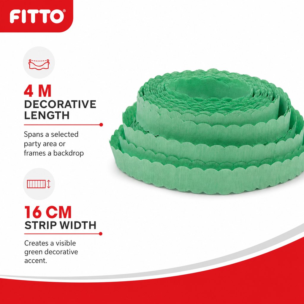 240 Pieces Paper Garland Green Solid Colour Party Decorations, 4 m x 16 cm, 1 Piece
