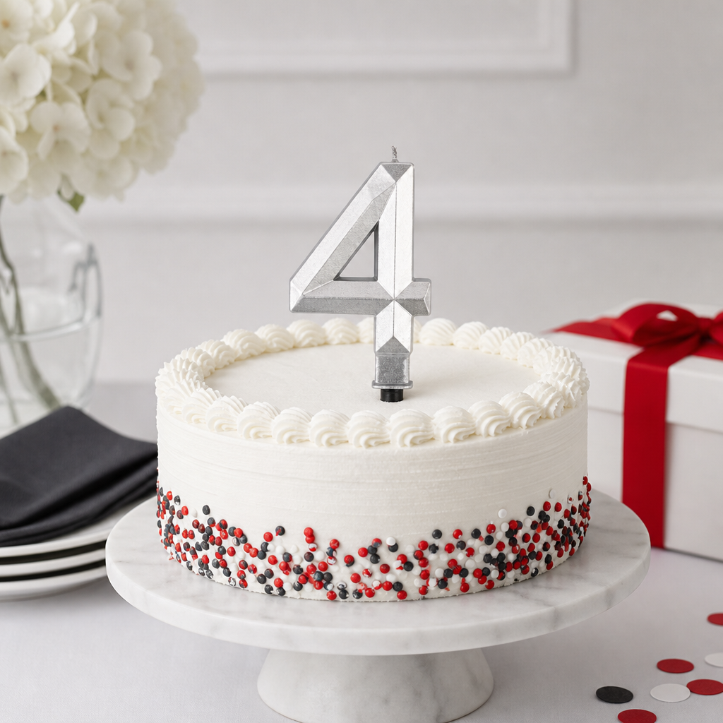 240 Pieces Assorted Colour Diamond Number 4 Cake Candle, 3 in, 1 Piece