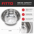 120 Pieces Stainless Steel Mixing Bowls, 1600 ml, 22 x 6.5 cm, Single Piece