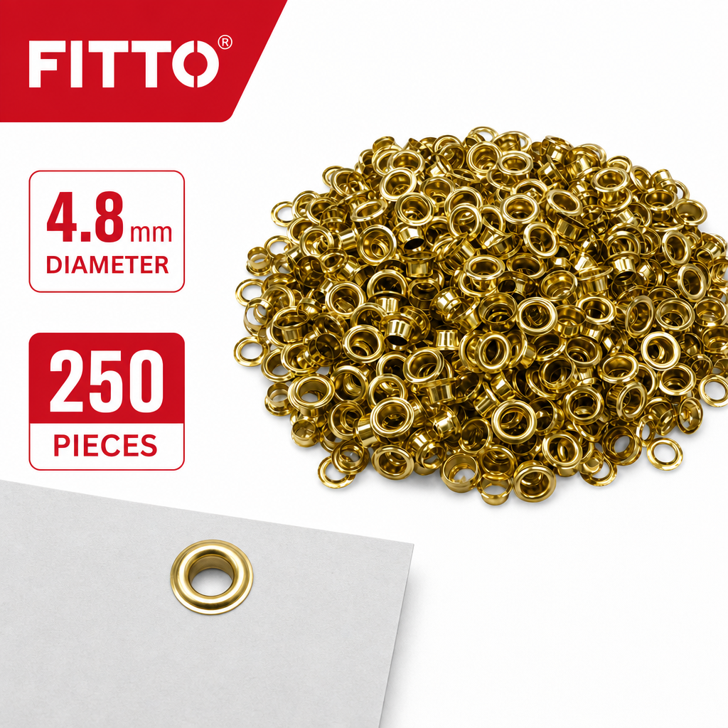 120 Pieces Gold Colour 4.8 mm Eyelets, 250 Pieces for Craft and Paper Projects