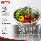 96 Pieces Silver Stainless Steel Colander Bowl 26 cm, 1 Piece