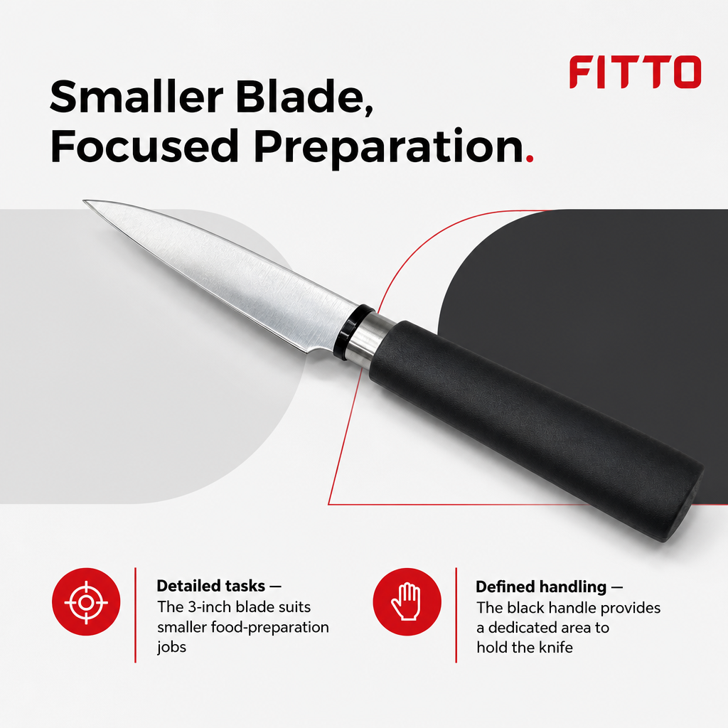 96 Pieces Paring Knife, 3 Inch, Silver Blade with Black Handle for Everyday Kitchen Preparation