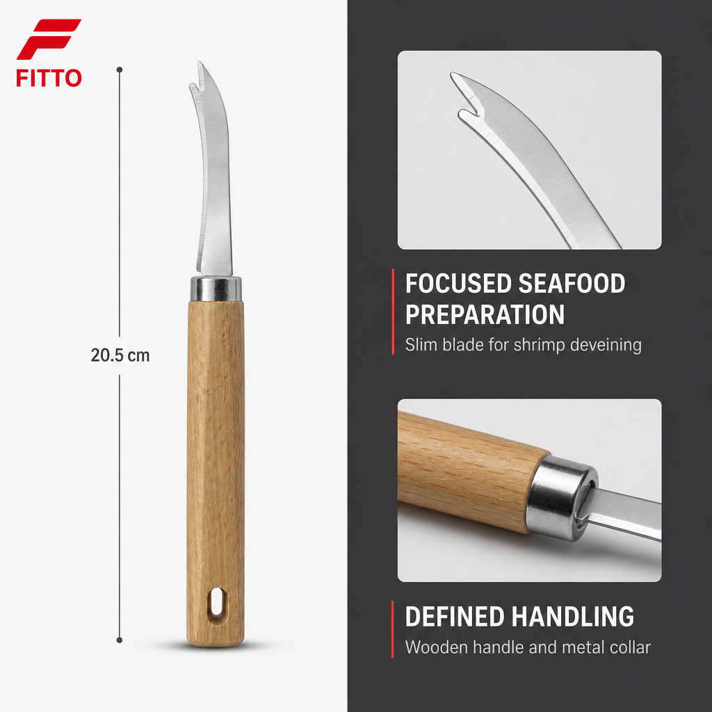 120 Pieces Shrimp Deveining Knife, Stainless Steel Blade with Wooden Handle, 20.5 cm, Silver, 1 Piece